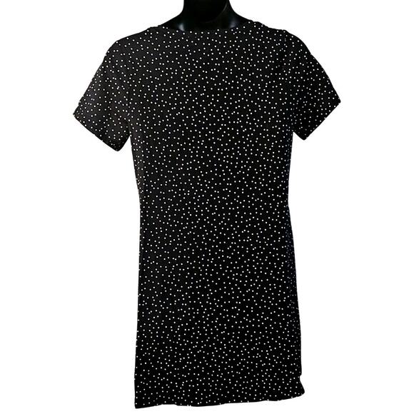 Isaac Mizrahi Live! Polka Dot Short Sleeve A-Line Dress Size L 12-14 Black/White - Picture 6 of 6